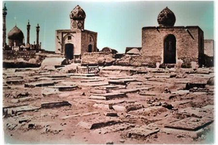 تصویری قدیمی از آرامستان شیخان قم